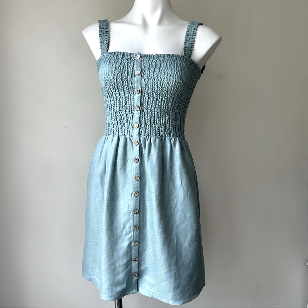 Chaser Beachy Linen Smocked Mini Dress, S Nwt
